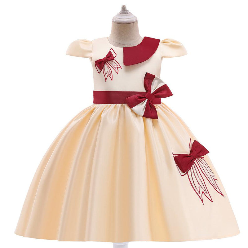 Children Girl's Forged Large Bow Dress Kids Wear Supplier - PrettyKid