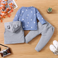 Toddler Kids Solid Color Lovely Fox Embroidery Top Lovely Hooded Vest Solid Color Pants Set - PrettyKid