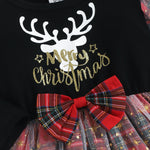 Baby Girls Christmas Dress Fawn Plaid Mesh Bow Dress - PrettyKid