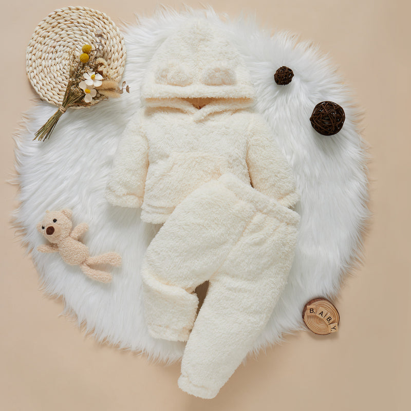 Toddler Boys Girls Cartoon Animal Styling Plush Thickened Hooded Jumpsuit - PrettyKid