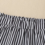 Toddler Kids Girls Black Suspender Vest Top Vertical Stripe Printed Shorts Set - PrettyKid