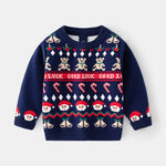 Toddler Kids Solid Color Cartoon Santa Claus Pullover Knit Sweater - PrettyKid