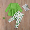 Toddler Kids Girls Green Unicorn Clover Long Sleeve Suit - PrettyKid