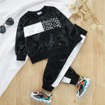 Toddler Kids Boys' Solid Color Star Printed Long Sleeve Sweater Pants Set - PrettyKid