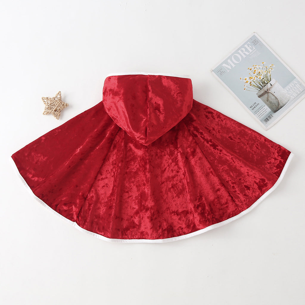 Baby Girls' Christmas Cloak Red Velvet and Wool Ball Cloak - PrettyKid