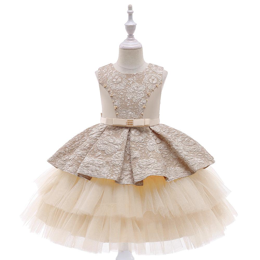 Kids Girls' Gauze Jacquard Fluffy Dress Children's Clothes Manufacturers Wholesale - PrettyKid