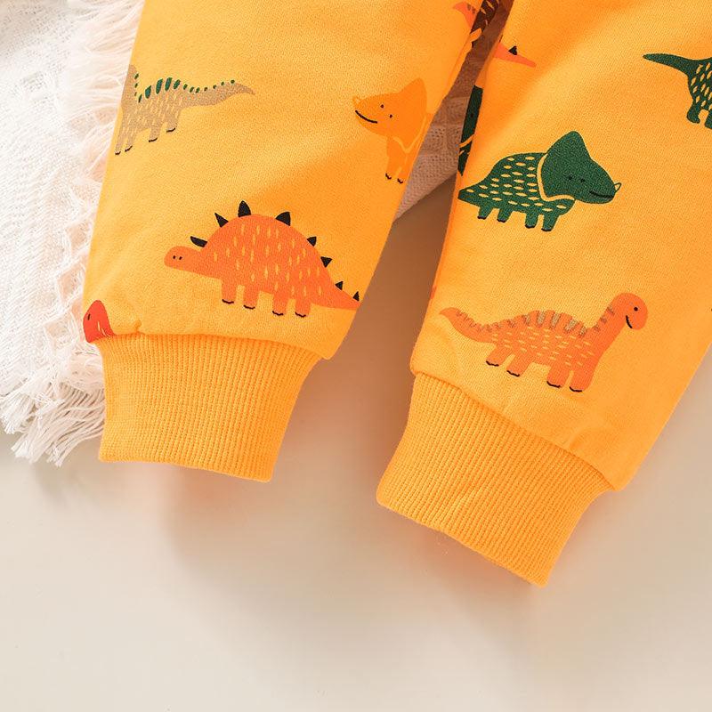 Toddler Boys Cartoon Dinosaur Hoodie Pants Set - PrettyKid