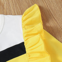 Toddler Kids Girls Solid Color Long Sleeve Ruffle Color Blocking Blouse - PrettyKid