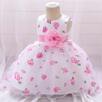 Baby Girls Flower-printed Pompous Gauze Princess Dress - PrettyKid