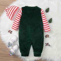 Baby Boys Solid Striped Fake Two Piece Velvet Jumpsuit Christmas Dress - PrettyKid