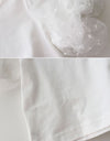 Girls Puff Sleeve White T-shirt Denim Flouncing Fmermaid Skirt Summer Suit - PrettyKid