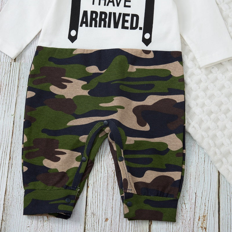 Baby Boys Solid Coat Camouflage Pants Fake Two Gentlemen's Jumpsuit - PrettyKid