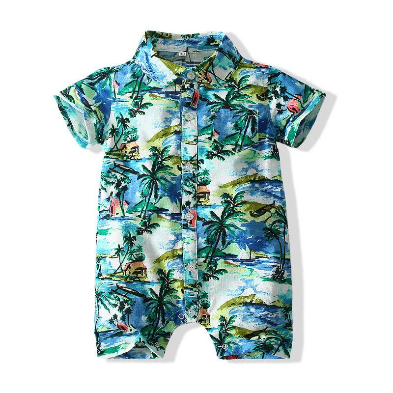 Baby Clothing Wholesale Short Sleeve Vacation Beach Style Pineapple Jumpsuit - PrettyKid