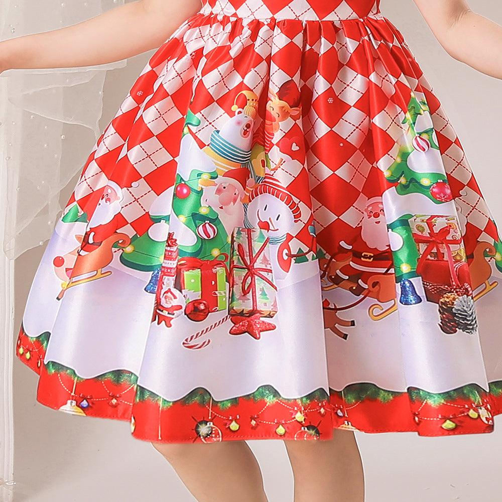 Kids Girls Plaid Print Dress Christmas Dress Children's Boutique Wholesale Vendors - PrettyKid