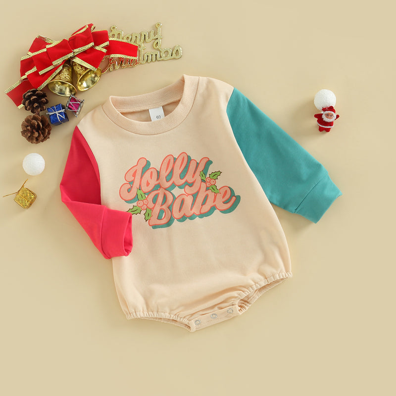 Baby Letters Printed Long-sleeved Jumpsuit Christmas Dress - PrettyKid
