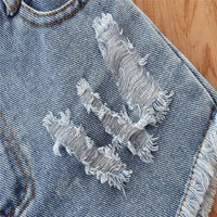 Toddler Kids Girls Irregular Suspender Top Denim Shorts Two Piece Set Wholesale Girls Boutique Clothing - PrettyKid