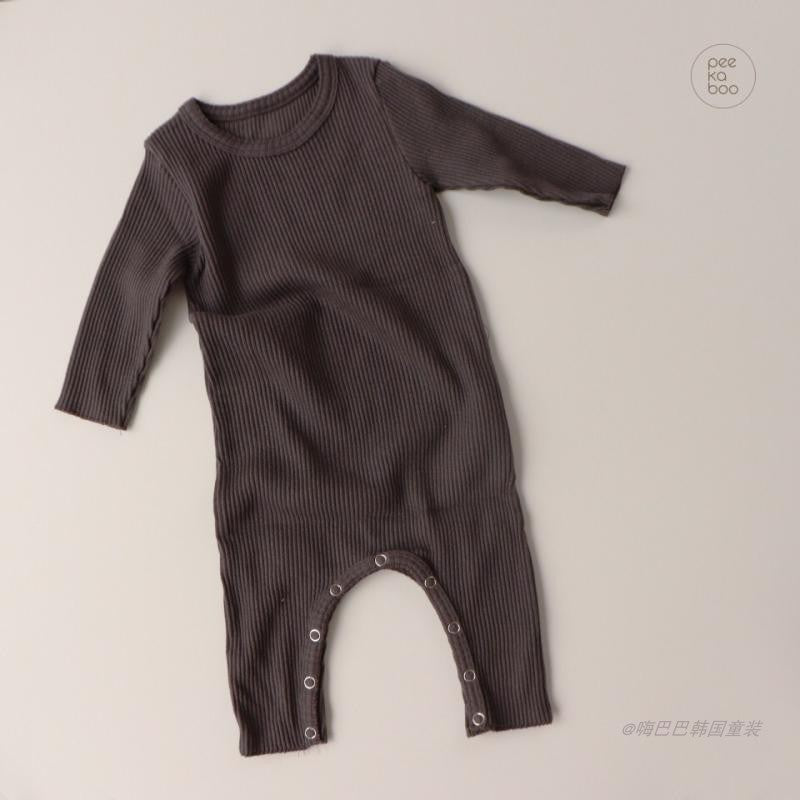 Baby Boys Girls Solid Color Long Sleeved Knitted One-piece - PrettyKid