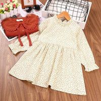 Toddler Kids Girls Floral Print Long-sleeved Dress Solid Color Cardigan Coat Set - PrettyKid