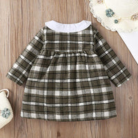 Toddler Girls Plaid Printed Long Sleeve Dress - PrettyKid