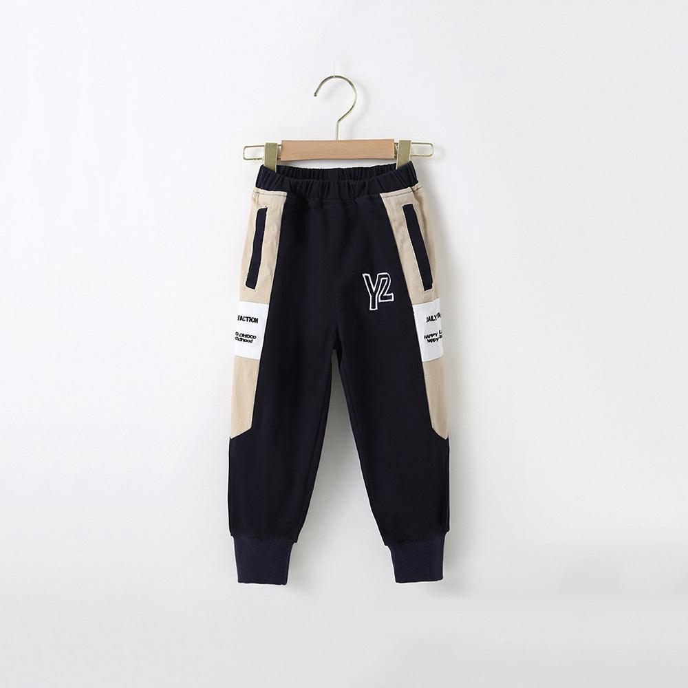 Toddler Kids Boys Solid Side Letter Color Blocking Pants Sweatpants - PrettyKid