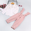 Toddler Girls Cartoon Long Sleeve Shirt Lace Suspender Suit - PrettyKid