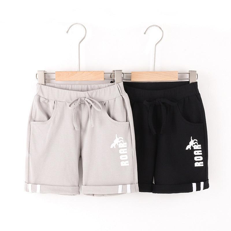 Toddler Kids Boys' Solid Color Letter Print Leather Belt Sports Shorts - PrettyKid