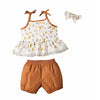 Infant Girls Summer Children's Suit Strapless Halter Lace Lace Clash Color Bow Three Sets - PrettyKid