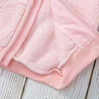 Toddler Girl Solid Lovely Pink Lamb Wool Zip Coat - PrettyKid