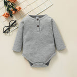 Baby Boys Girls Solid Color Knitted Striped Pullover Long Sleeve Set - PrettyKid