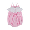 Baby Girl Plaid Printing Suspender Angel Wing Onesie Jumpsuit - PrettyKid