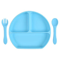 Baby Silicone Plate Fork Spoon Set - PrettyKid