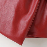 Children Girls PU Leather Red Pleated Skirt - PrettyKid