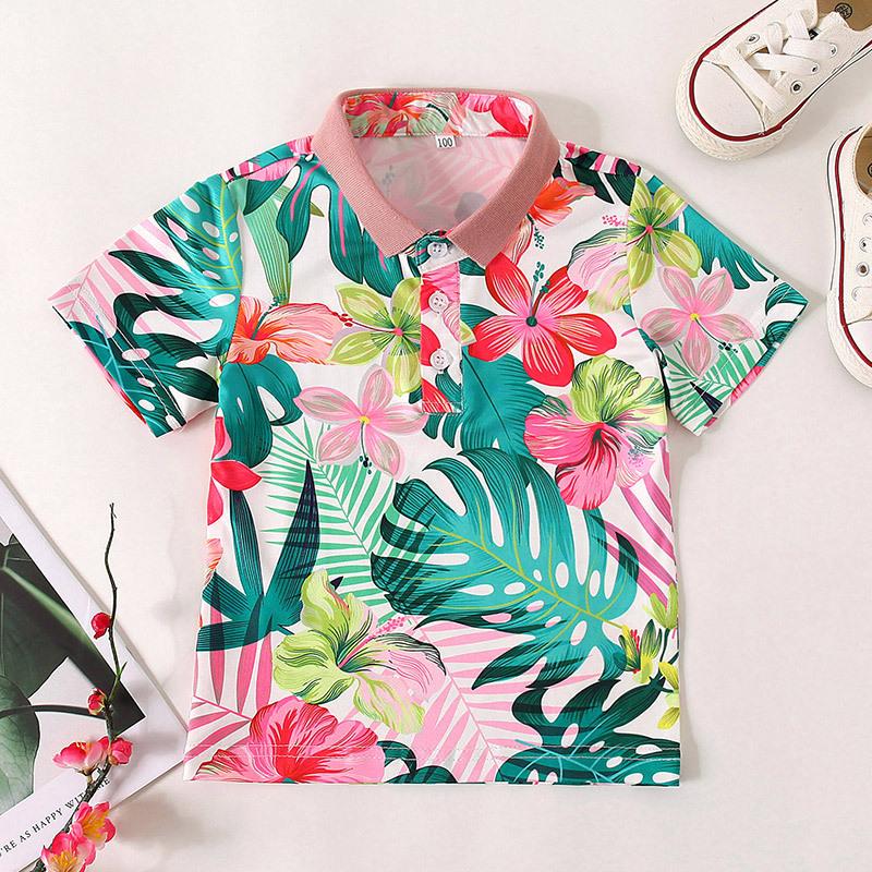 Children's Beach Style Short Sleeve Printed Shirt Online - PrettyKid