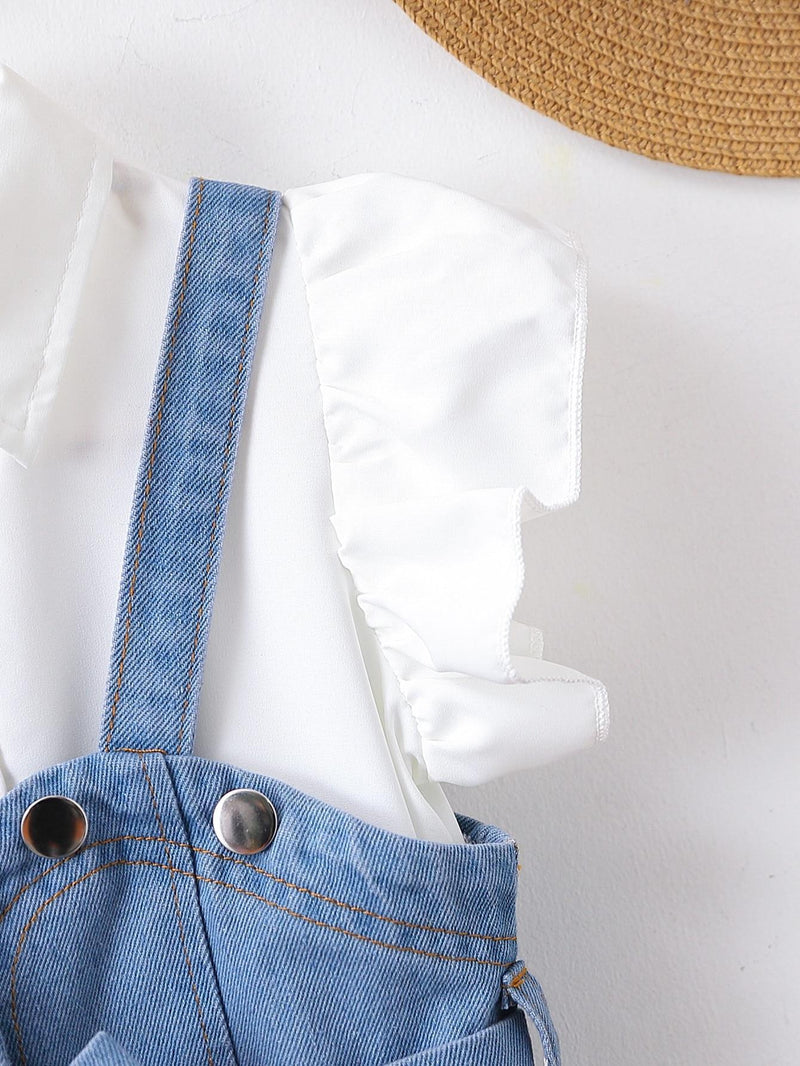 Girls' Summer Shirt Short-sleeved Denim Vest Two-piece Wholesale