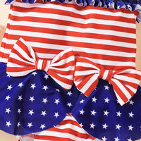 9M-4Y Swimsuits Baby Girl Striped Contrast Panel Independence Day Baby Clothes In Bulk - PrettyKid