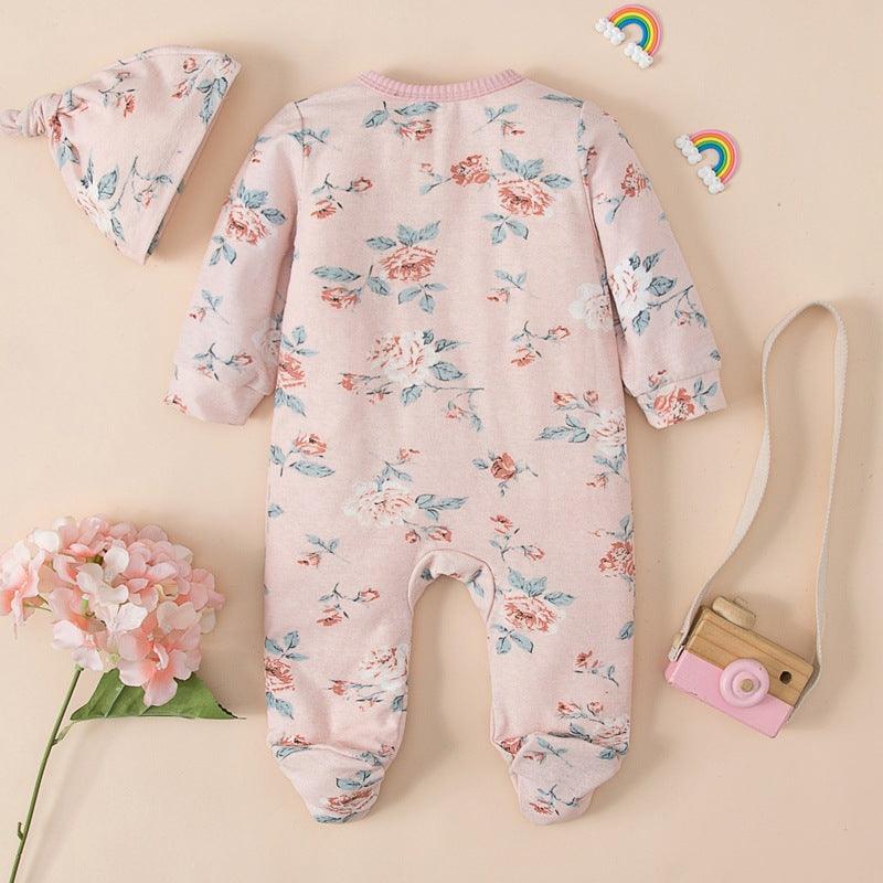 Baby Girls Cute Printed Wrap Leg Diagonal Jumpsuit - PrettyKid