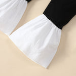 Toddler Kids Girls' Long Sleeved Bird Check Ruffle Top Black Trousers Set - PrettyKid