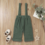Toddler Kids Solid Cotton Suspenders Trousers - PrettyKid