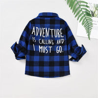 Toddler Kids Boys' Plaid Letter Print Shirt - PrettyKid