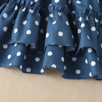 Children Summer Girls Wave Dot Printed Suspender Skirt Set Wholesale Girls Dresses - PrettyKid