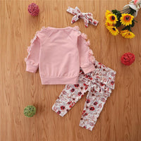 Toddler Girls' Solid Wool Pullover Sweater Printed Lace Pants Set - PrettyKid