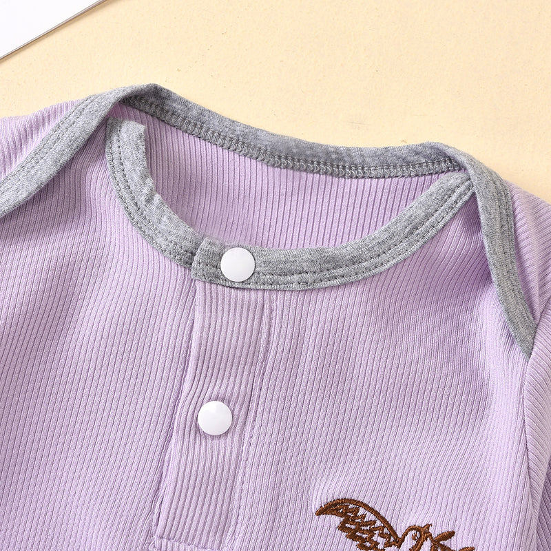 Baby Boys' Girls' Knitted Striped Long Sleeve Cartoon Printed Jumpsuit - PrettyKid