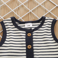 Toddler kids summer sleeveless striped jumpsuit baby crawling suit - PrettyKid