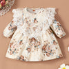 Toddler Girls Lace Neckline Floral Print Dress - PrettyKid