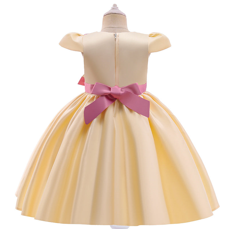 Children Girl's Forged Large Bow Dress Kids Wear Supplier - PrettyKid