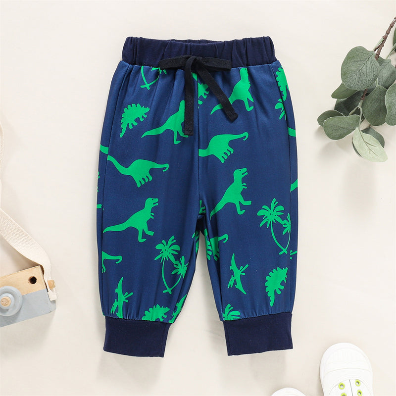 Toddler Boys Dinosaur Print Hoodie Pants Set - PrettyKid