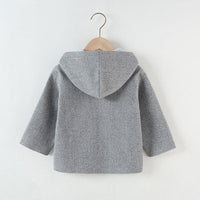 Toddler Kids Girls Grey Simple Woolen Hooded Coat - PrettyKid