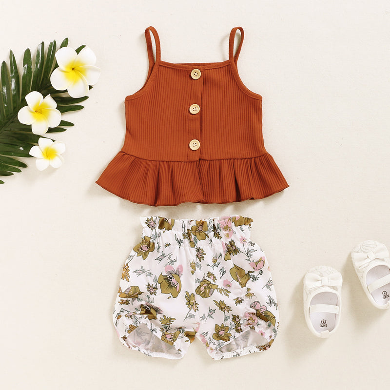 Toddler Kids Girls' Summer Sleeveless Camisole Tops Shorts Set - PrettyKid