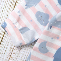 Baby Boys Girls Cartoon Elephant Print Striped Slash Wrapped Feet Jumpsuit - PrettyKid