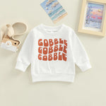 Toddler Kids Solid Color Cartoon Letter Print Round Neck Long Sleeve Top - PrettyKid